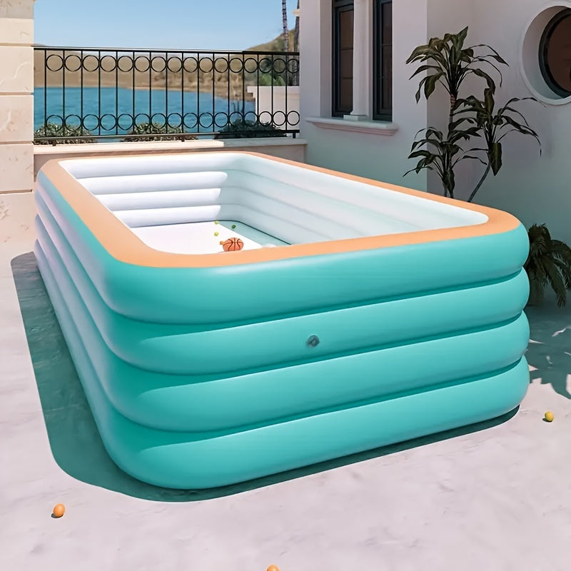 Piscina inflável - perfeita para diversão em família no verão, banho de animais de estimação e festas aquáticas ao ar livre - feita de material de PVC durável com vários acessórios incluídos, piscina inflável adequada para todas as 4 estações