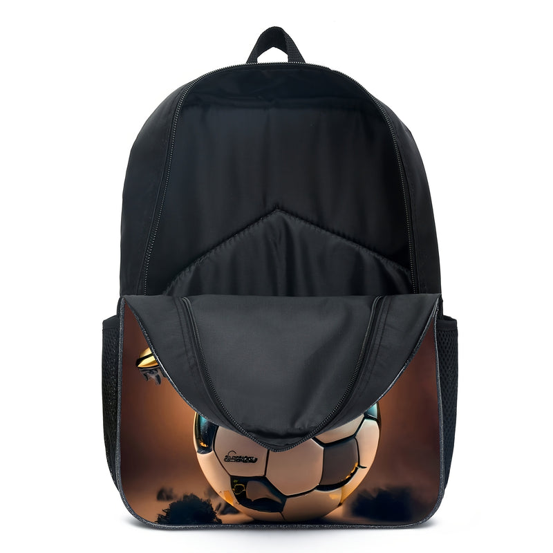 Mochila  com Estampa de Futebol, Bolsa de Lazer para Estudantes ao Ar Livre, Conjunto de Três Peças de Bolsa Escolar, Bolsa Tiracolo, Estojo de Lápis