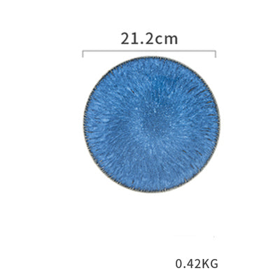 Talheres de prato ocidental de bife cerâmico azul nórdico