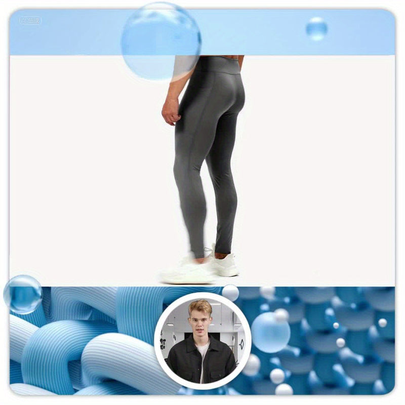 Kit 4 Peças Leggings de Compressão de Cintura Alta Masculina com Bolso para Celular - Mistura de Poliéster Respirável e que Absorve a Umidade para Qualquer Tipo de treino,  Inclui cor sólida, tecido respirável, Uso para Todas as Estações