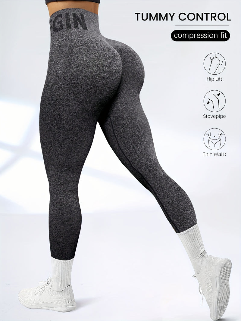 Pacote com 3 calças de ioga sem costura com controle de barriga de cintura alta, tecido elástico respirável, cós largo para academia e uso casual, leggings esportivas estilo atlético