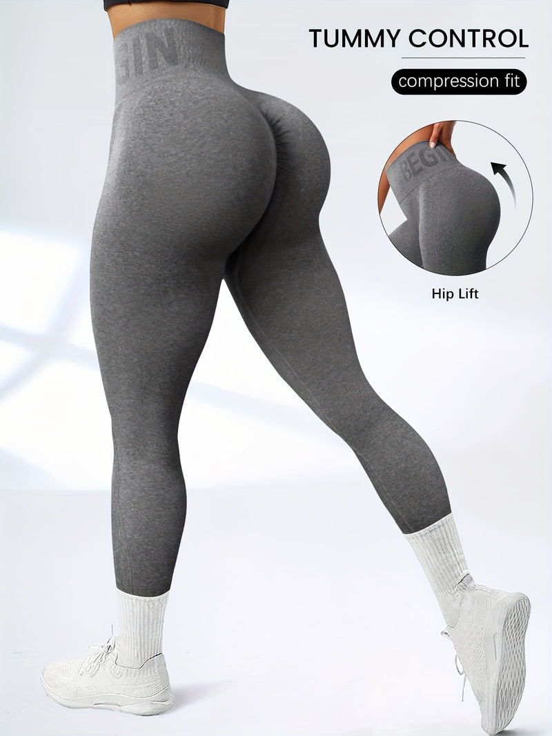 Pacote com 3 calças de ioga sem costura com controle de barriga de cintura alta, tecido elástico respirável, cós largo para academia e uso casual, leggings esportivas estilo atlético