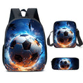 Mochila  com Estampa de Futebol, Bolsa de Lazer para Estudantes ao Ar Livre, Conjunto de Três Peças de Bolsa Escolar, Bolsa Tiracolo, Estojo de Lápis