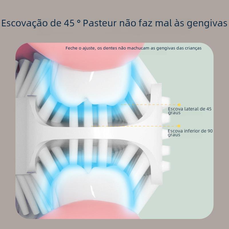 U forma escova de dentes elétrica das crianças sonic carregamento usb bebê macio cabelo fino proteção dental grau alimentício silicone cabeça da escova atacado