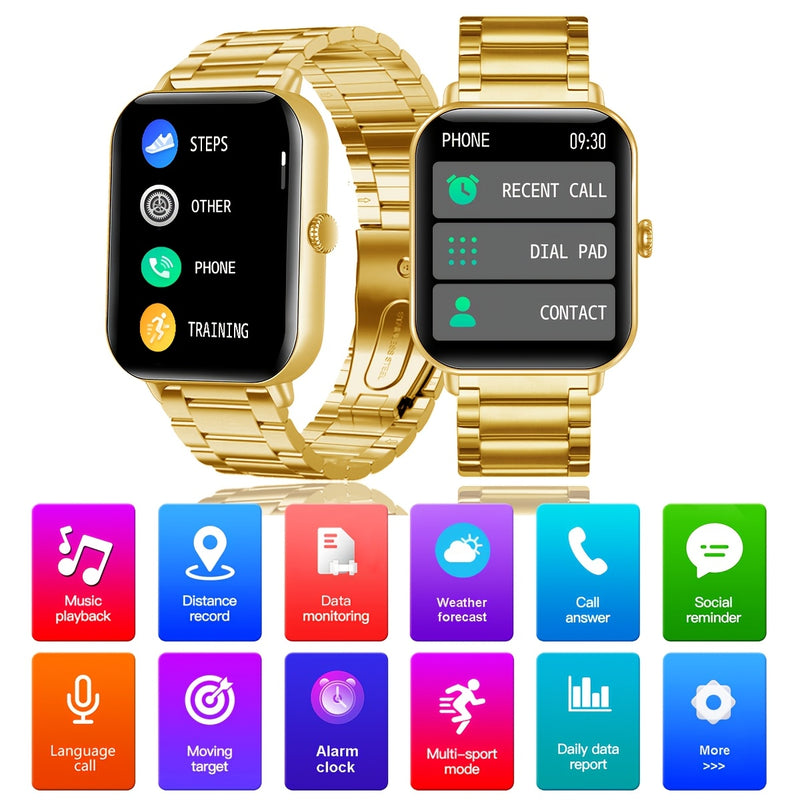 Smartwatch de 1,83 polegadas (para fazer e receber chamadas) com tela sensível ao toque para chamadas sem fio, adequado para telefones Android e iPhone, com mais de 100 modos esportivos, mostradores de relógio personalizáveis, calorias, passos, distância