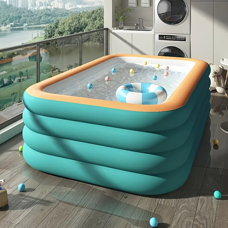 Piscina inflável - perfeita para diversão em família no verão, banho de animais de estimação e festas aquáticas ao ar livre - feita de material de PVC durável com vários acessórios incluídos, piscina inflável adequada para todas as 4 estações