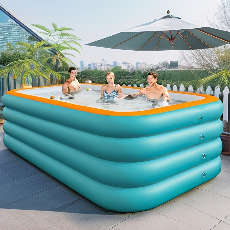 Piscina inflável - perfeita para diversão em família no verão, banho de animais de estimação e festas aquáticas ao ar livre - feita de material de PVC durável com vários acessórios incluídos, piscina inflável adequada para todas as 4 estações