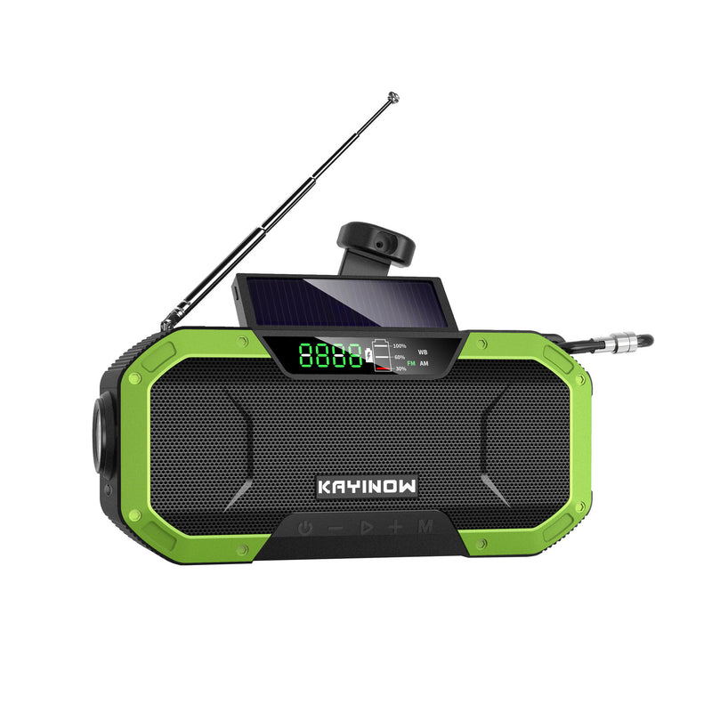 Rádio de emergência am/fm, movido a energia solar, com lanterna led, 5000mah, banco de potência, carregador de telefone, bluetooth 5.0, alto-falante