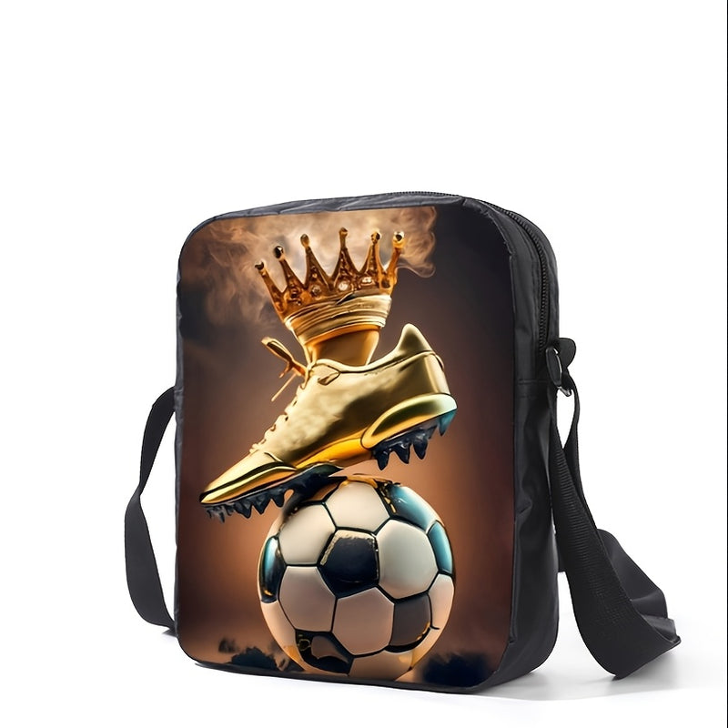 Mochila  com Estampa de Futebol, Bolsa de Lazer para Estudantes ao Ar Livre, Conjunto de Três Peças de Bolsa Escolar, Bolsa Tiracolo, Estojo de Lápis