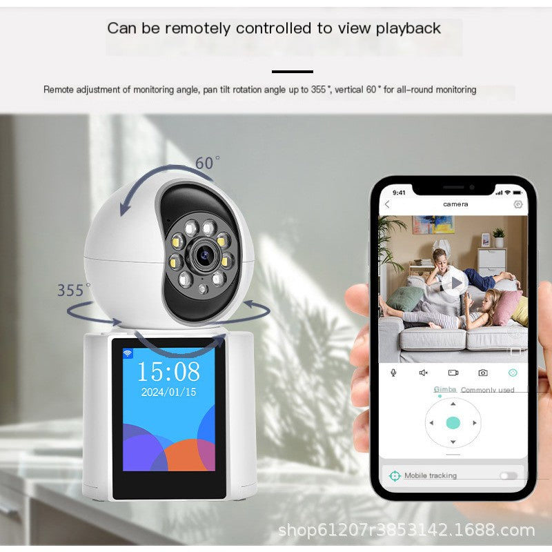 Chamada de vídeo para cuidados com o bebê, sem fio, wi-fi, câmera interna, visão noturna, câmera panorâmica inteligente de 360 graus, transfronteiriça