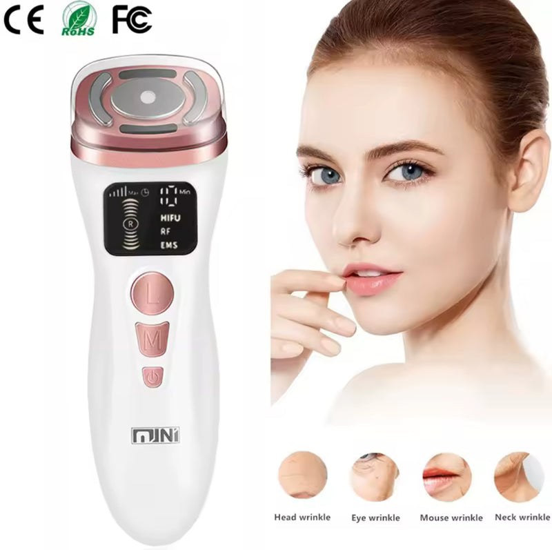 Hifu Máquina para Rosto Portátil Antienvelhecimento Mini Dispositivo Facial Hifu Aquecido Pro HIFU Máquina Facial Feminina Pescoço Queixo Olhos.