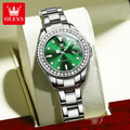 Relógio de Quartzo de Luxo Feminino Estilo verde com Diamante.