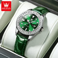 Relógio de Quartzo de Luxo Feminino Estilo verde com Diamante.