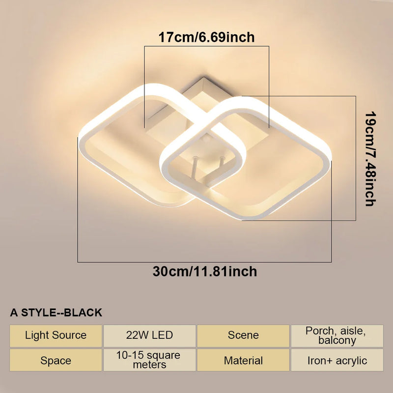 Moderno LED Luz de Teto 2 Anéis Design Criativo, Lâmpada de Teto Luminárias Internas