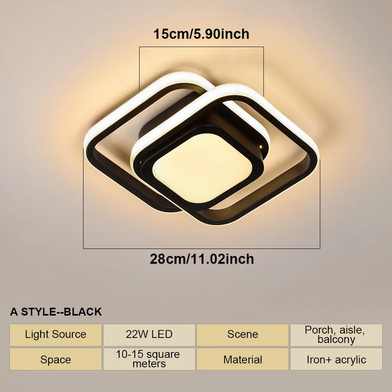 Moderno LED Luz de Teto 2 Anéis Design Criativo, Lâmpada de Teto Luminárias Internas